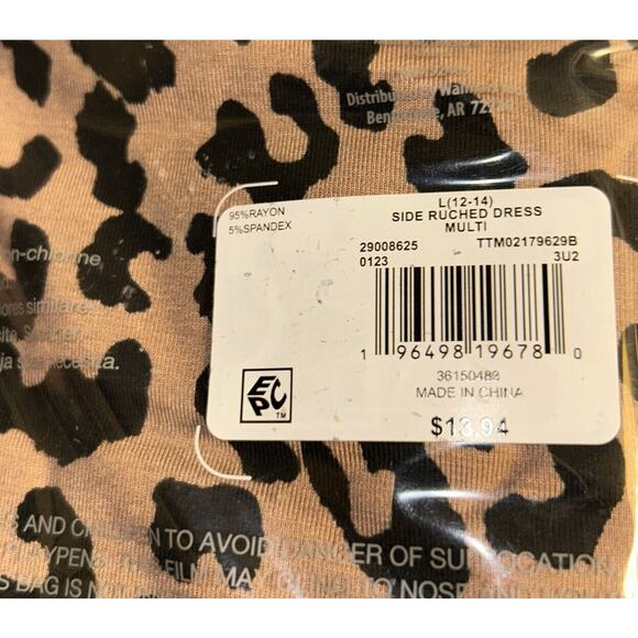 Time and Tru Women’s Maternity Ruched Dress Short Sleeve-LEOPARD Large 12/14 - Picture 8 of 9